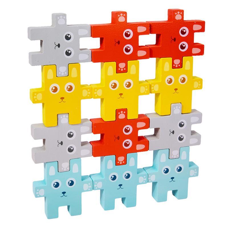 Wooden Puzzle Toy Animals Balance Training Game Kit Children Montessori Educational Stacking Toy Shape Shape Cognitive Toy