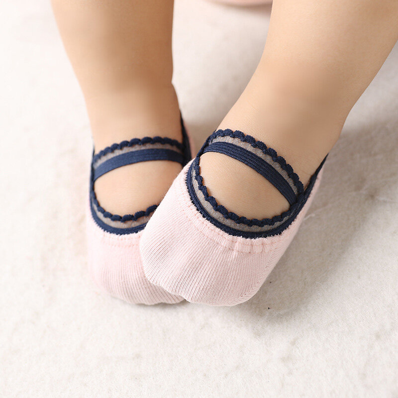 Детские носки, носки для новорожденных, летние детские носки, однотонные носки принцессы для маленьких девочек, нескользящие носки для младенцев с резиновой подошвой
