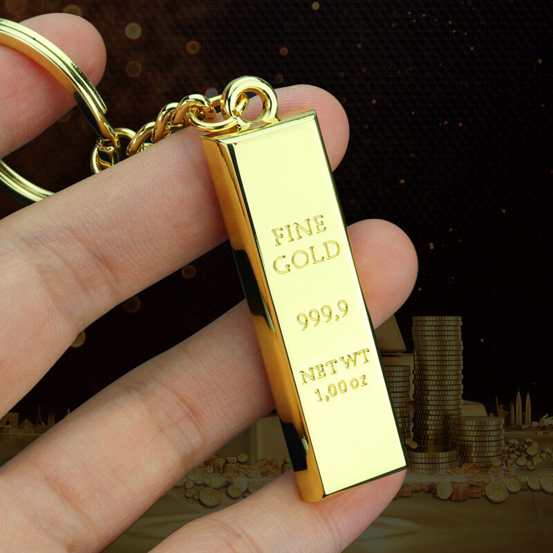 شريط الذهب سلسلة المفاتيح قلادة معدنية ذهبية الطوب مفتاح سلسلة كيرينغ هدية ذهبية