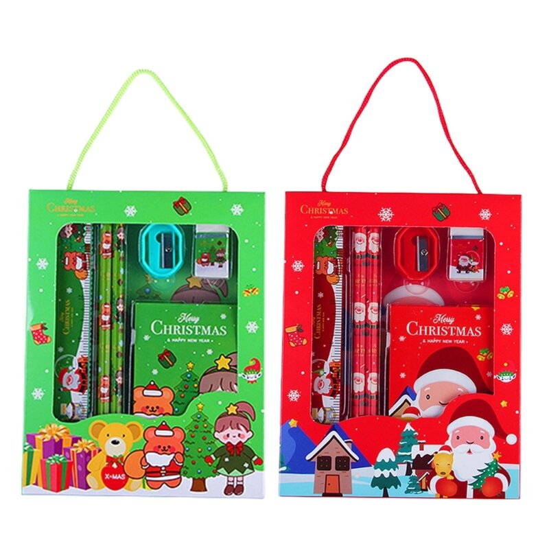 Рождественские канцелярские принадлежности для вечеринки, оптовая упаковка с рождественскими ластиком для карандашей, сумки для
