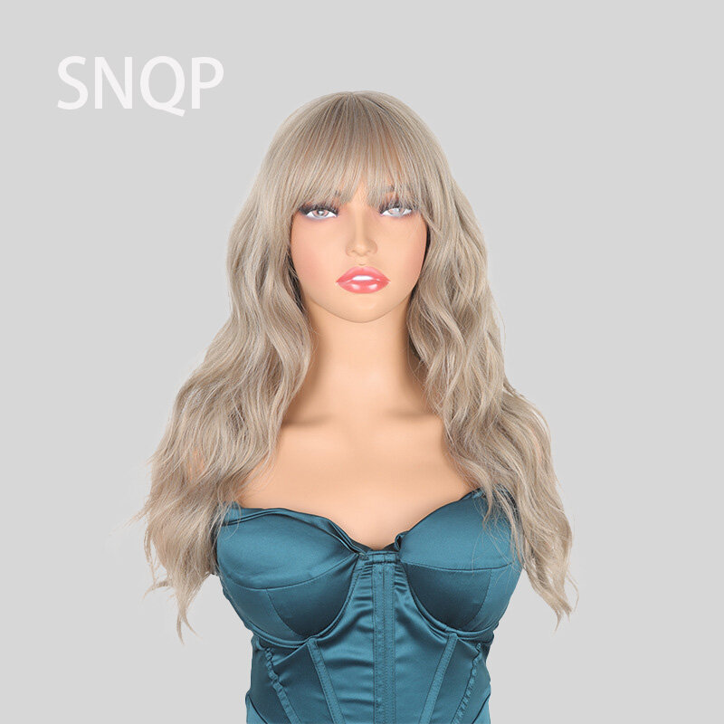 SNQP-Perruque longue bouclée grise argentée pour femme, perruque de cheveux, fibre haute température, degré de chaleur, 65cm, 03/Cosplay Party, nouveau