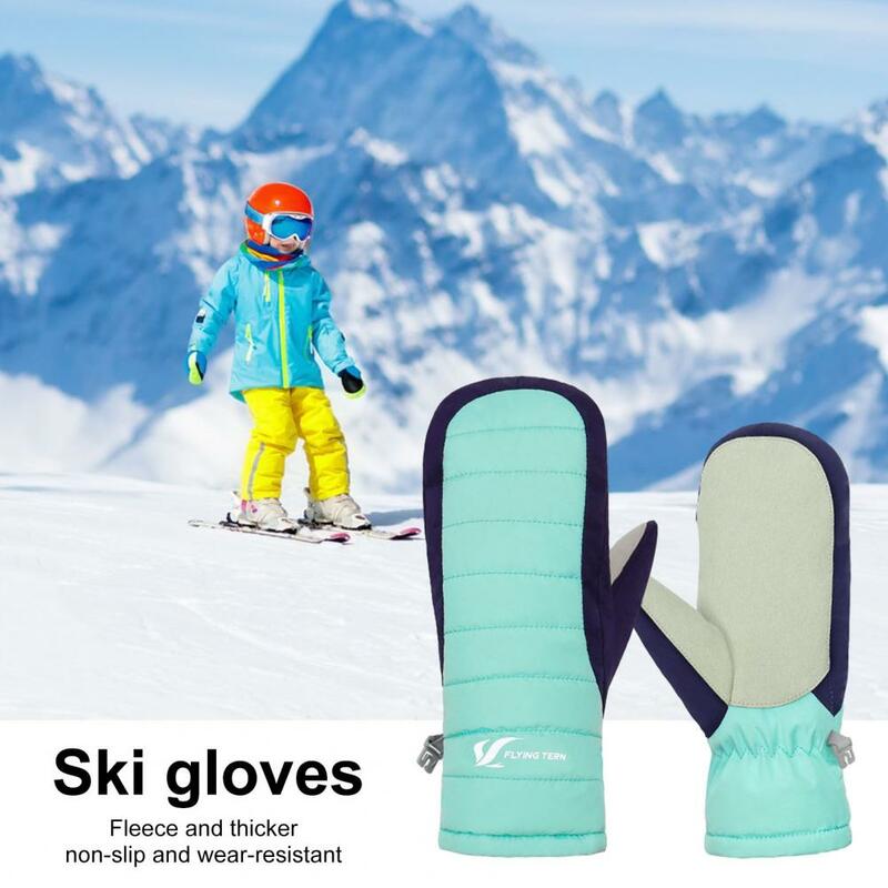 Sarung tangan Ski tahan angin anak laki-laki perempuan, sarung tangan salju tahan air lapisan bulu hangat Ideal untuk anak laki-laki perempuan, sarung tangan termal luar ruangan