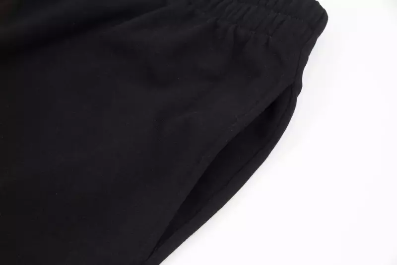 Calça casual reta de praia dividida, shorts 8 preto de dado de verão, cor sólida para casal, solta, moderna