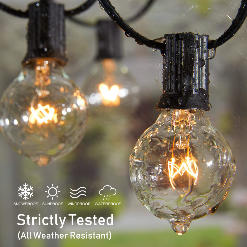 Sphoon 50FT Globe Patio Garland String Lights G40 7W Incandescent Bulb Connectable Hanging Christmas Lights for Backyard Porch