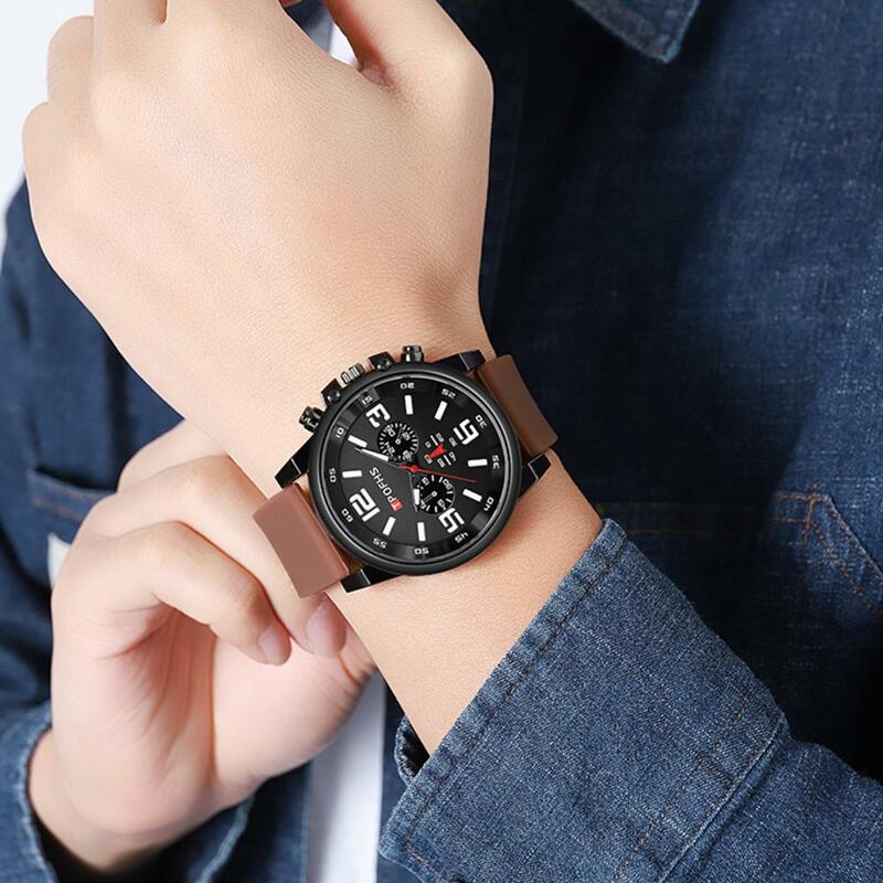 Modern Men Timepiece Stylish Men's Quartz Wrist Watch with Silicone Strap Minimalist Design Casual Fashion Jewelry for Teens