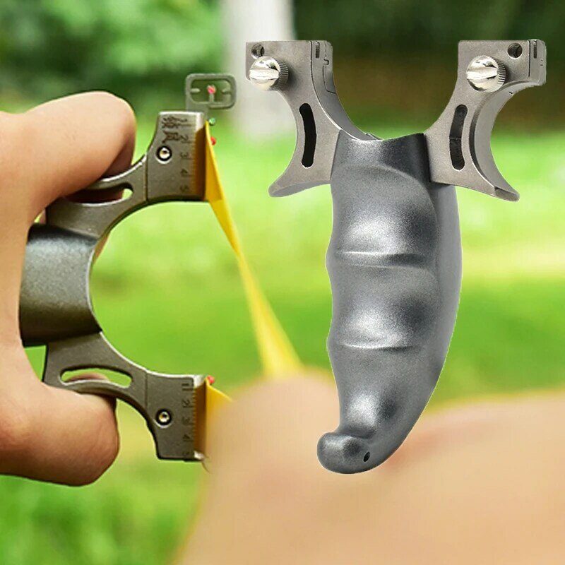 Full Metal Slingshot Aluminum Catapult Stainless Steel Bow Head Outdoor Hunting Slingshot Adult Shooting Toys