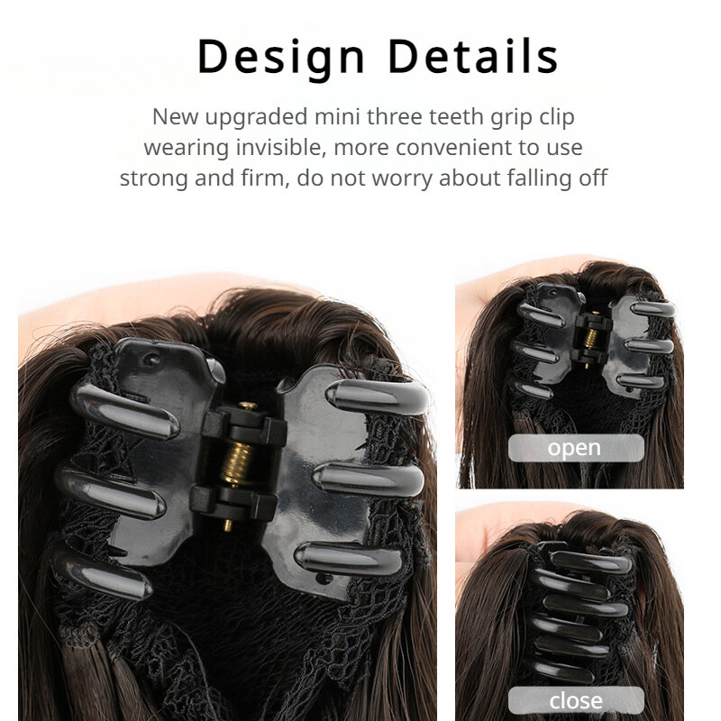 Mode flauschigen knusprigen Clip auf langen Haaren große Welle lockige realistische natürliche chemische Faser hohe Pferdes chwanz Perücken für Frauen täglichen Gebrauch