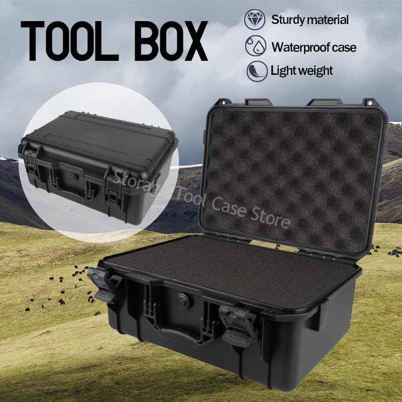 Hard Shell Tool Box Portable Carrying Case Waterproof Safety Box Impactproof Shockproof Instrument Tool Storage Box With Sponge