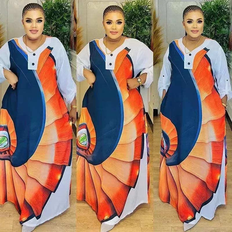 Plus Size African Dresses for Women Muslim Fashion 2024 Boubou Dashiki Traditional Africa Clothes Ankara Outfits Evening Gown