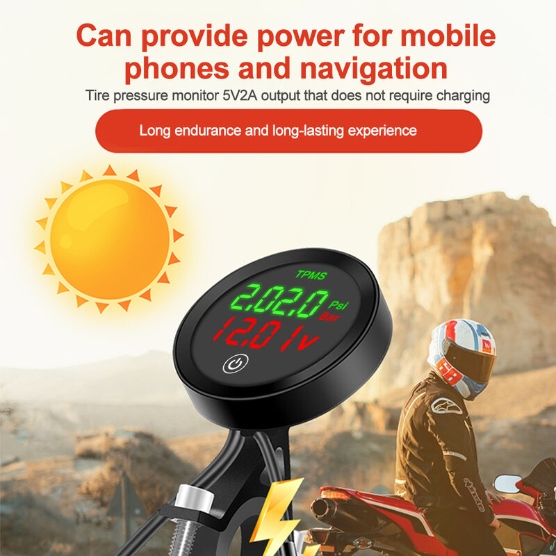 Motorfiets Draadloze Bandenspanning Monitoring Systeem Motorfiets Banden Meter Alarm Sensor Kit Met Usb Opladen Voor Mobiele Telefoons