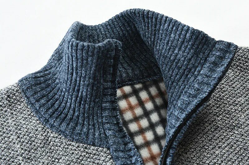 Suéteres de caxemira de lã masculinos, cardigã quente meio zíper, malha casual, casaco masculino nova marca, outono e inverno, 2024