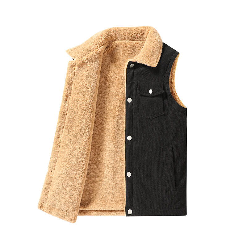 2024 Autumn And Winter New Padded And Thickened Retro Style Casual Slim High-Quality Versatile Corduroy Men'S Sleeveless