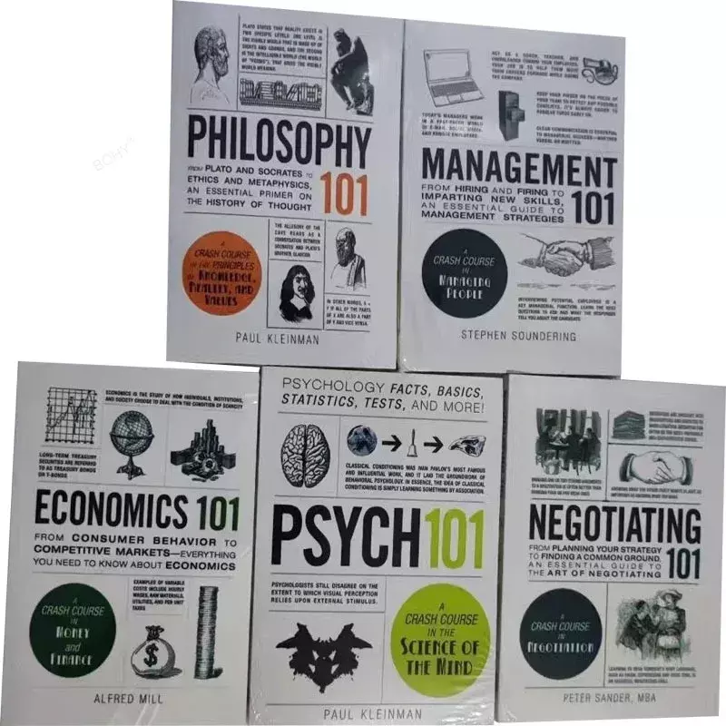 5 книг/набор из 101 серий, психология и философия управления экономикой и руководством в английском языке, романы для самосовершенствования