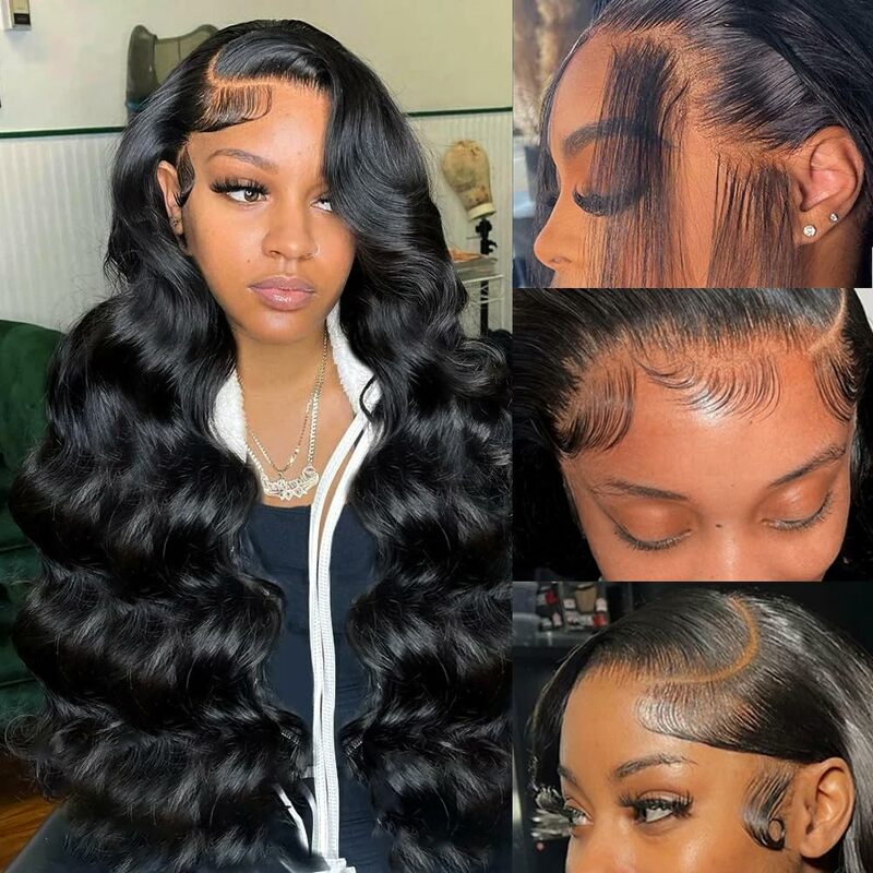 Body Wave Lace Front Wigs Human Hair Pre Plucked  180% Density Body Wave 13x6 HD Transparent Frontal Wigs Human Hair  for Women