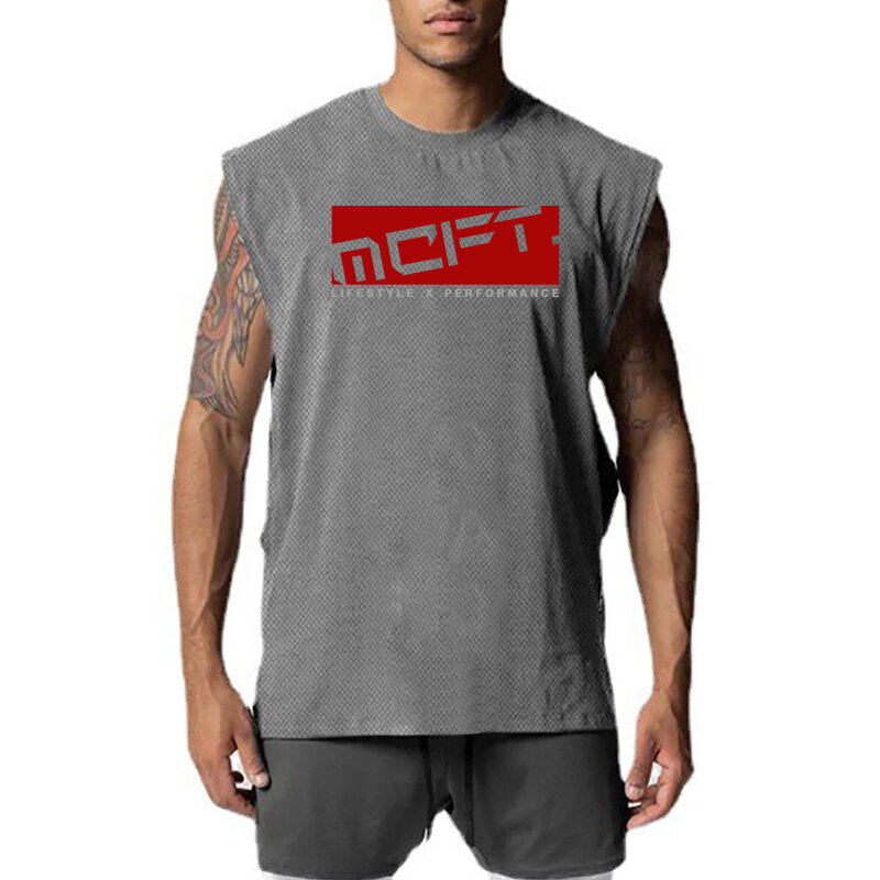 Mens Summer Fashion Clothing Breathable Gym Tank Top Training Fitness  Quick Dry Vest Mesh Singlets Sleeveless Shirt