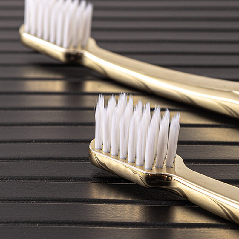 1 pz spazzolino morbido uomo donna adulto spazzolino placca colore oro spazzole dentali spazzolini da denti