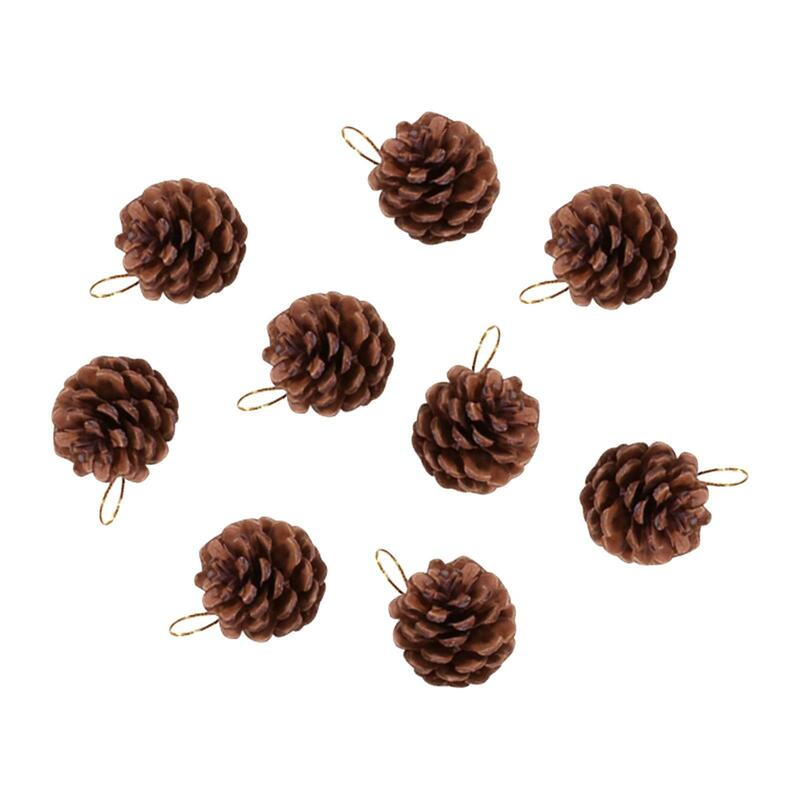 Colgante de conos de pino de Navidad, manualidades DIY para fiesta de Acción de Gracias, invierno, 9 unidades
