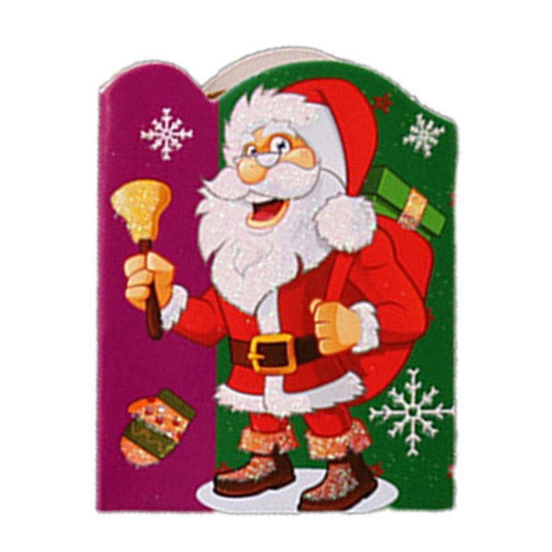 Tarjeta de felicitación de Feliz Navidad, tarjeta de deseos en blanco, adornos de árbol, Mini tarjetas de etiqueta de regalo para marcado de vino, tema de Navidad aleatorio