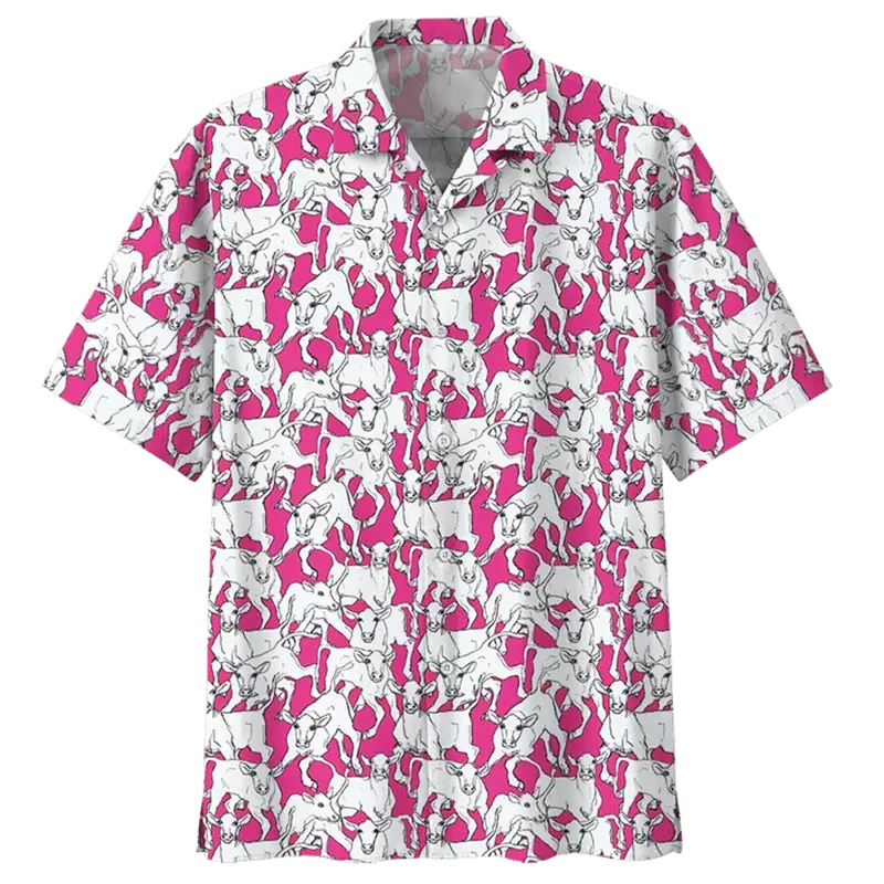 Camisa hawaiana de vaca para hombres y mujeres, blusa de playa con estampado 3D de animales, solapa de manga corta, ropa de calle de verano con botones