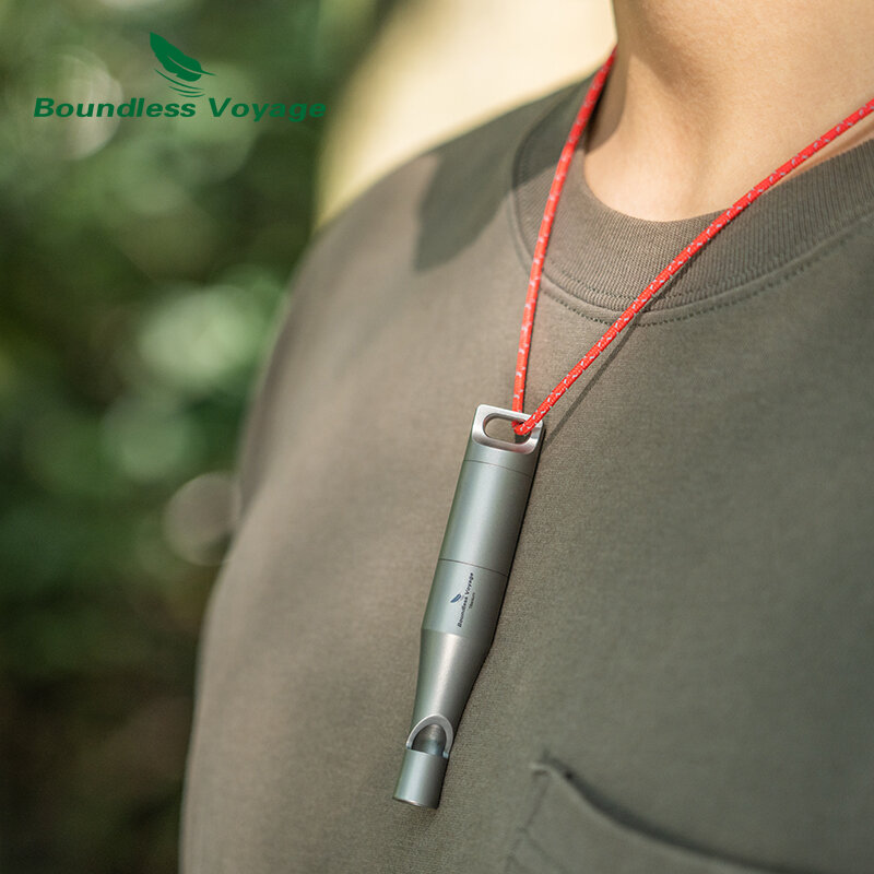Boundless Voyage Titanium Whistle Emergency Survival Safety Whistles with Metal Pocket Pill Box Signaling Tool