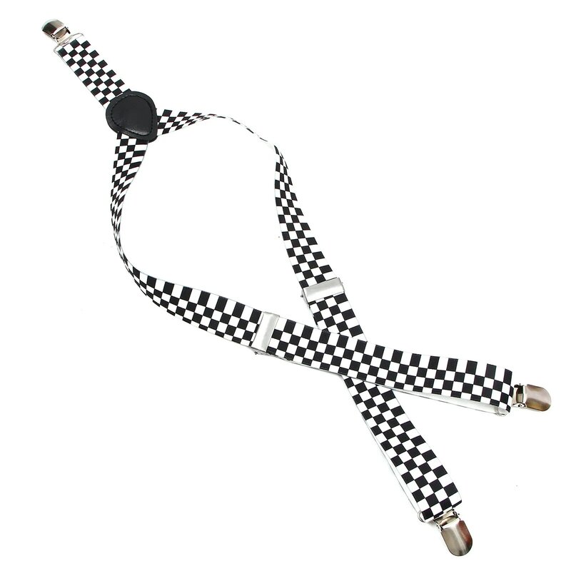 Kawat gigi klip kotak-kotak, Suspender klip elastis (hitam + putih)