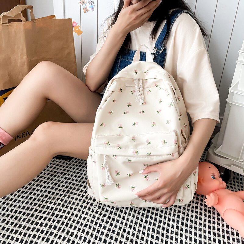 Женский студенческий рюкзак для колледжа, вместительный Простой Цветочный рюкзак с регулируемым ремешком, повседневный Цветочный рюкзак, сумка для девочек-подростков