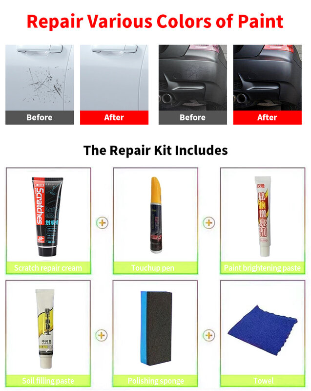 Compuesto de pulido para reparación de arañazos de coche, cera antiarañazos, herramientas para el cuidado de la pintura, removedor de remolino automático