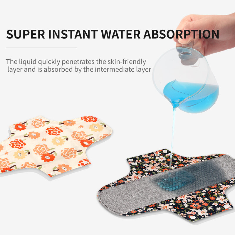 BIAI 5Pcs Washable Menstrual Pads With Waterproof Wet Bag Reusable Graphene Sanitary Pads Women Breathable Nursing Pad 20*23CM