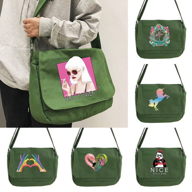 Messenger Bag Leisure Time Multi-function Messenger Bag Chaoku Japanese Fashion Student Portable One-shoulder Color Pattern Bags
