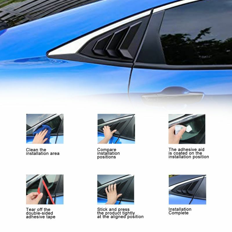 Grelhas laterais traseiras para Honda Civic, acessórios para carros de carbono, ventilação de ar, sombra, cobertura, persianas, 10th Gen, 2016-2020