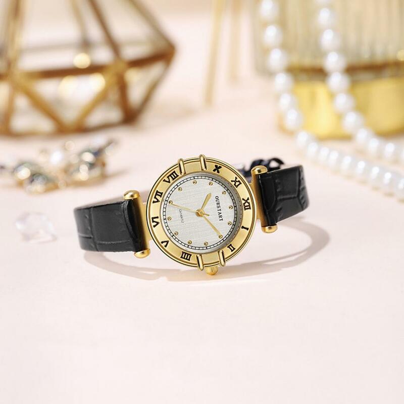 Damski zegarek stylowy damski zegarek kwarcowy z regulowanym paskiem imitacja skóry w stylu Retro wysoka dokładność do biura