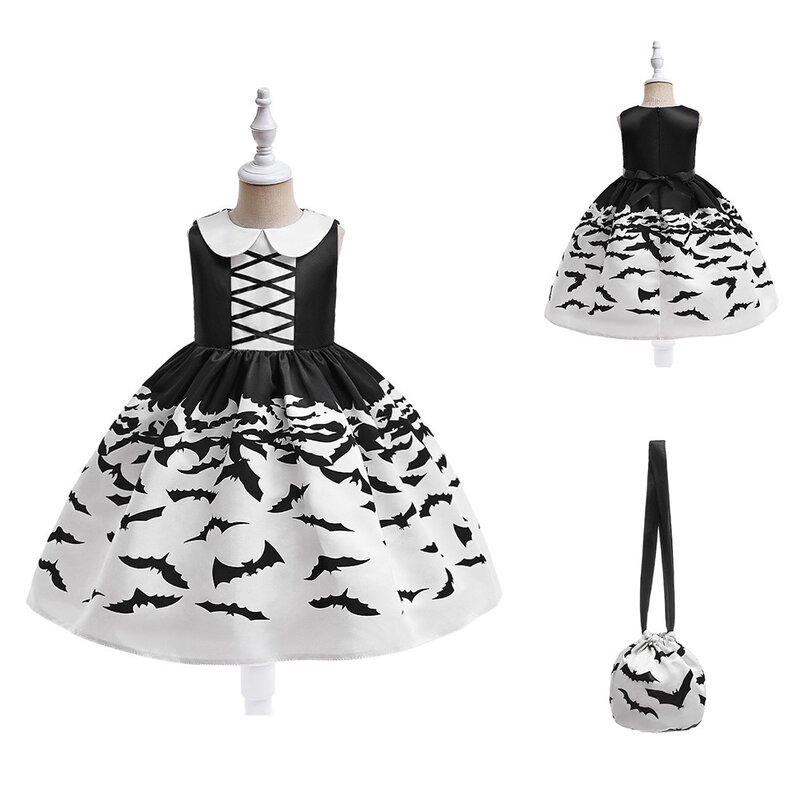 Платье в виде тыквы для Хэллоуина, элегантное модное платье, тюлевые черные платья, женское платье для выпускного вечера, одежда для косплея дня мертвецов 2-10 лет