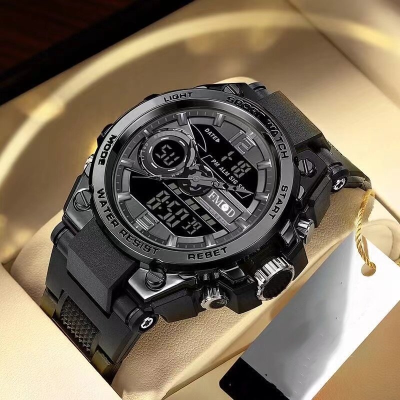 Men's digital electronic watch sports luminous 49mm dial student outdoor adventure trend multifunctional watch.