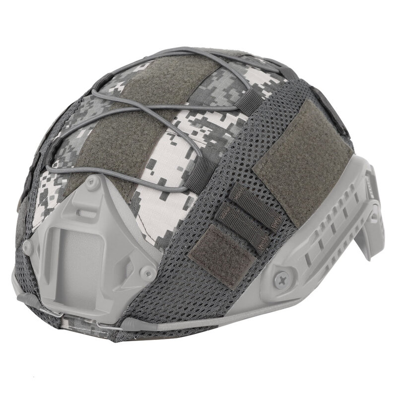 전술 헬멧 커버, 군사 에어소프트 페인트볼 헬멧 액세서리용 탄성 코드가 있는 위장 헬멧 머리 장식
