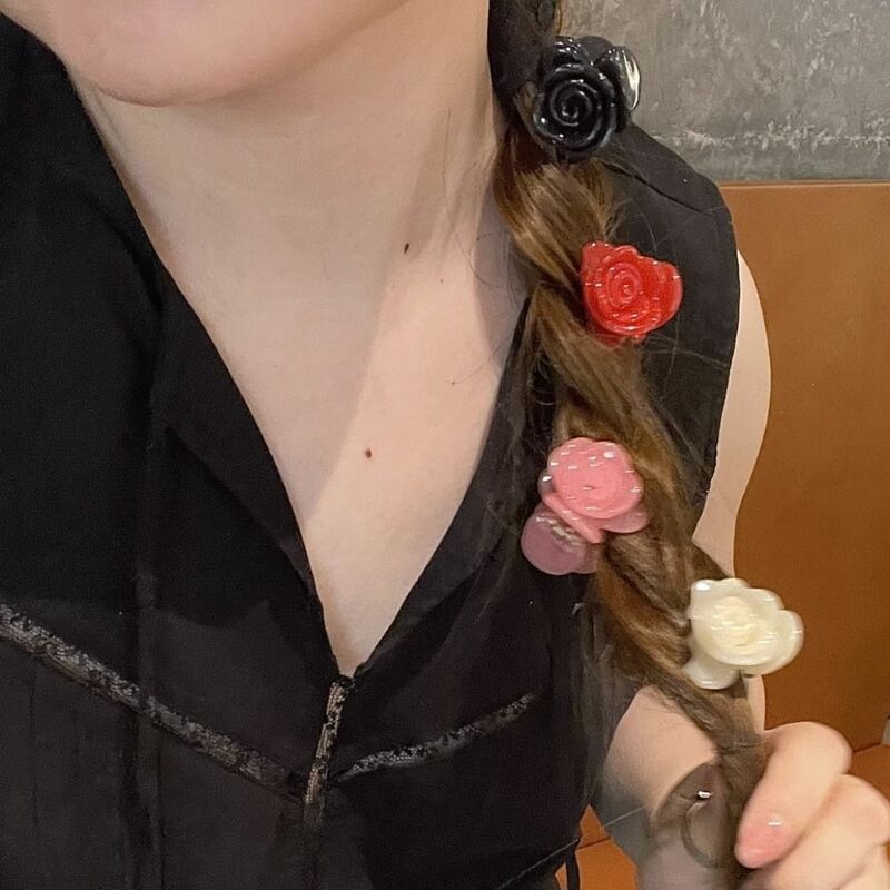 Romantyczna róża przypinki do włosów w kształcie kwiatów elegancka ozdoba do włosów klips do kraba kwas octowy kwiatowy nakrycie głowy Mini włosy prezent
