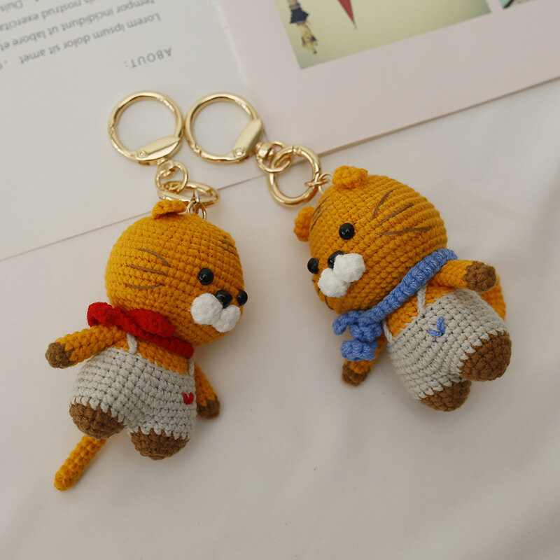 Creative hand crocheted doll DIY animal image pendant Boutique mobile phone car key chain or backpack decoration small gift