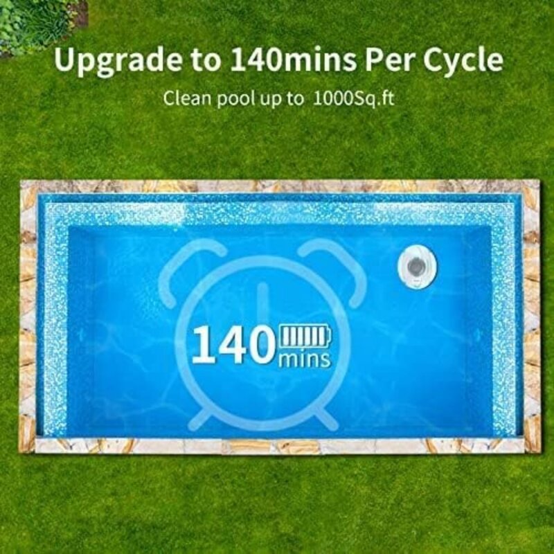 Penyedot debu kolam tanpa kabel, pembersih kolam renang robot, Motor ganda, parkir sendiri, dengan waktu penggunaan maksimum 140 menit, vakum kolam