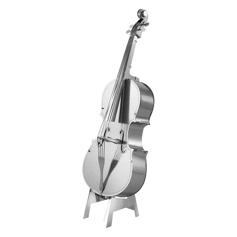 Mainan Puzzle logam, mainan Puzzle logam tiga dimensi, bebas lem Model rakitan Diy baja tahan karat logam sepenuhnya Cello Bass