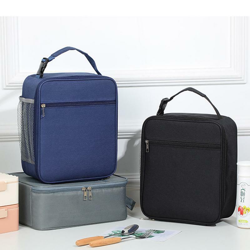 Изолированная сумка для ланча, сумка-холодильник для женщин, сумка-тоут с боковым сетчатым карманом и ручкой, многоразовая изолированная сумка-холодильник, женская сумка