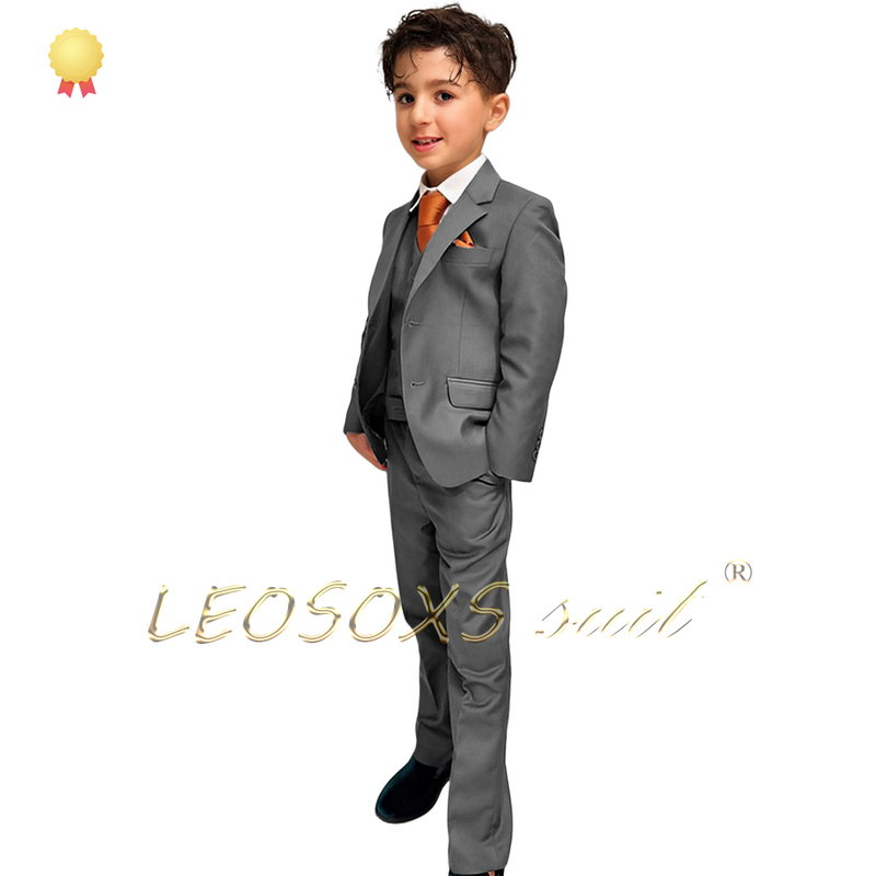 Vestido formal para meninos, terno personalizado para crianças, clássico e elegante, conjunto de 3 peças, idade entre 3 e 16 anos