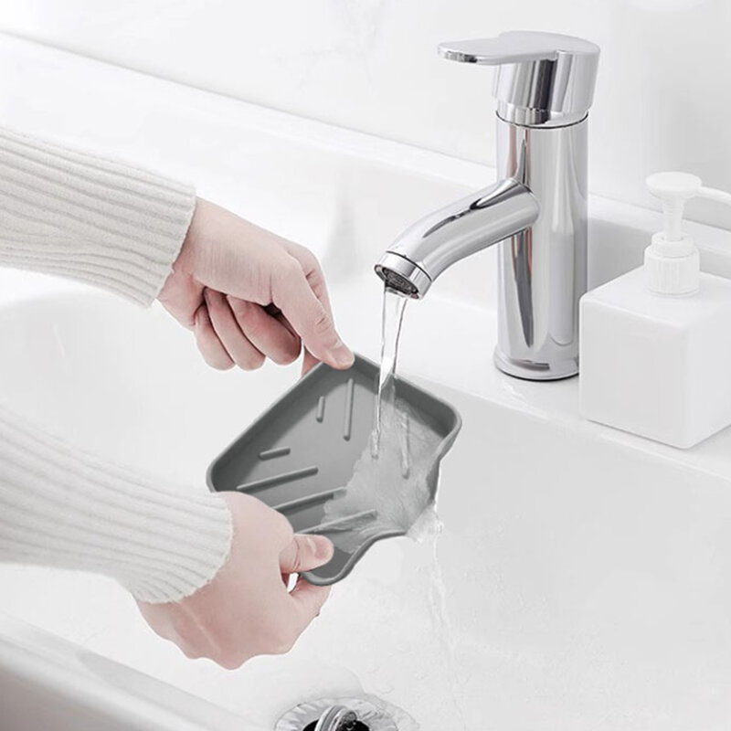 Uchwyt na gąbkę do zlewu kuchennego silikonowe do mydła batonik mydelniczka samoodwadniającą antypoślizgową akcesoria do łazienki do przechowywania