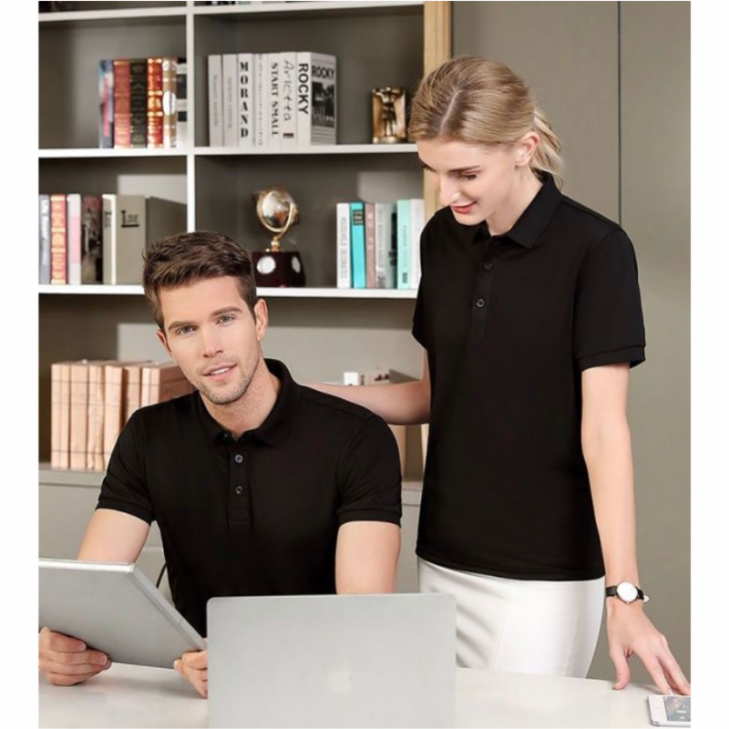Camisa polo masculina com nervuras curtas, blusa casual com nervuras, roupa de trabalho solta respirável, 14 cores, lapela, alta qualidade, verão, 2024