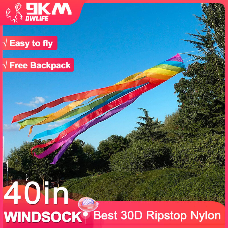 9KM DWLIFE 40 "Windsock pelangi Spinner Pride dekorasi gantung luar ruangan taman musim semi Spiral bendera