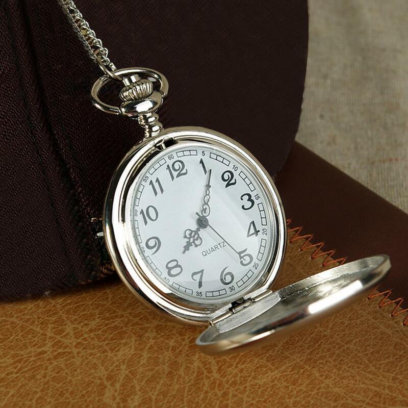 Vintage Numerals Quartz Pocket Watch Necklace Pendant Clock Chain  Punk Hanging Chain All Match Quartz Watch Fob Wristwatch