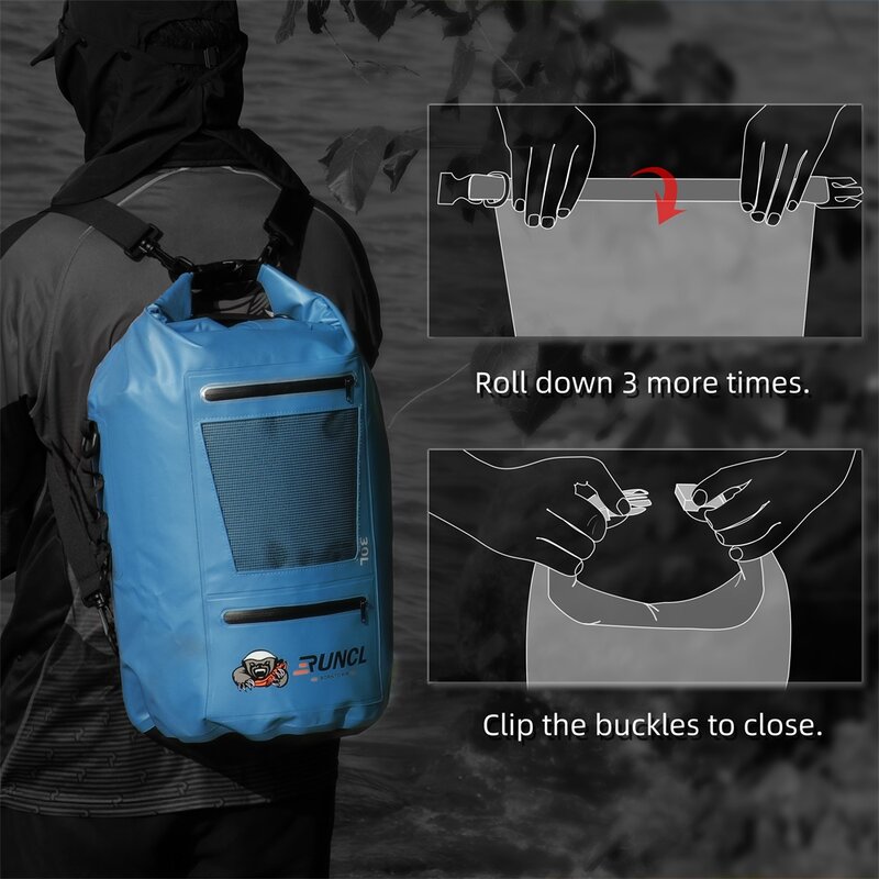 RUNCL worek wodoszczelny Dry Bag 10/20/30/40L Tripper plecak torba na drobiazgi przynęty połowów wielofunkcyjny torba na ramię na zewnątrz rower turystyczny