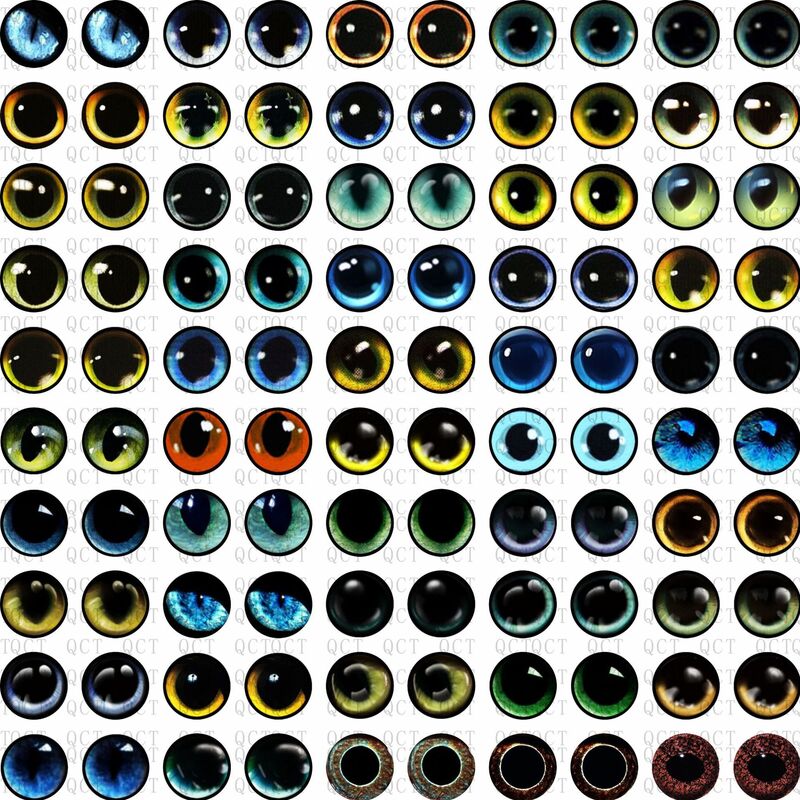 50Pcs 6/8/10/12mm Puppe Glas Eye Runde Drachen Katze Augen In Pairs Flatback cabochons Dekoration Keychain DIY Zubehör