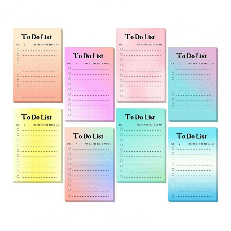 Fluorescente Note Pad Set, cores brilhantes, Sticky Notepad, Frigorífico Time Schedule, Compras Lista de Mercearia, 8Pcs