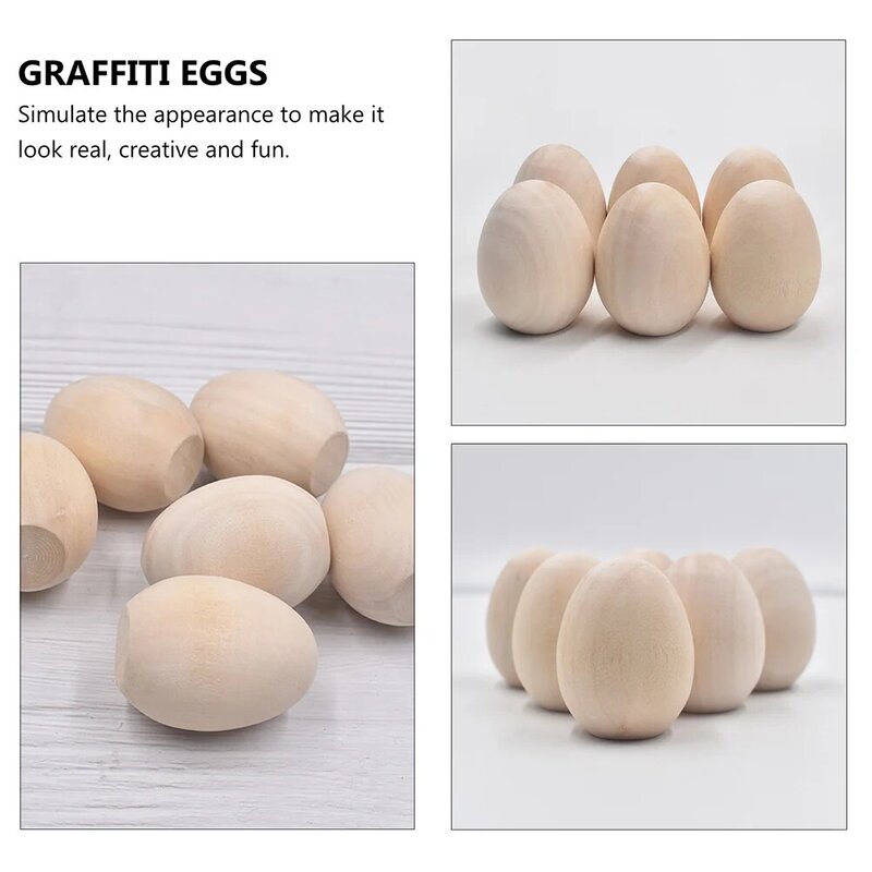 Huevos de madera hechos a mano para niños, juguetes de simulación de pintura Artificial falsa, 12 piezas