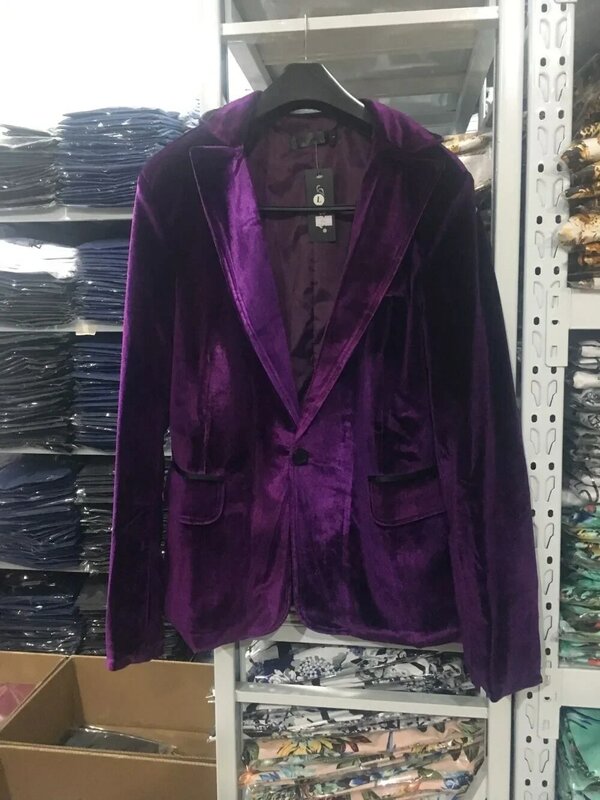Блестящий фиолетовый бархатный блейзер на одной пуговице, мужской пиджак, новинка весны 2022, облегающий блейзер для клуба, свадебное платье, блейзеры для мужчин, мужской блейзер