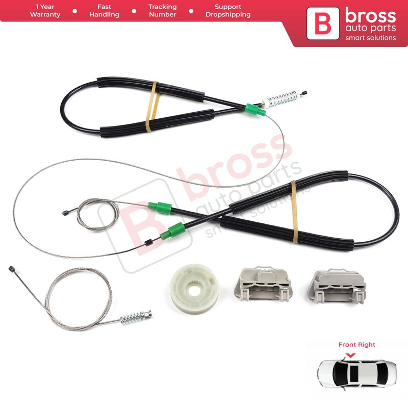 Bross Auto-onderdelen BWR287 Elektrische Ruitbediening Regulator Reparatie Kit Voor Rechts Deur Voor Ford Focus 1998-2005 Gemaakt in Turkije